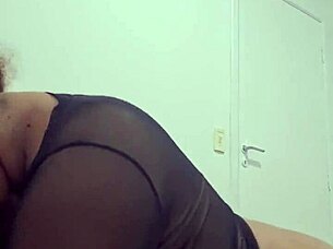 voyeur catches brunette milf with huge tits riding black monster cock cowgirl style