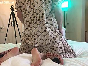 i can't resist fucking this sexy blonde tgirl rapper style bareback