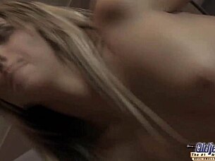 Sexy Blonde Deepthroats Old Cock For Explosive First-Time Cumshot