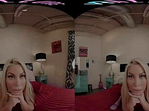 blonde vrallure teases in red solo pov