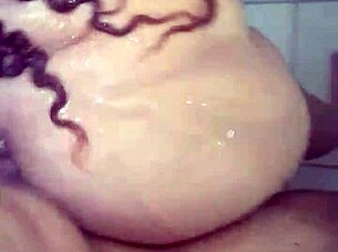 voyeur catches brunette milf with huge tits riding black monster cock cowgirl style