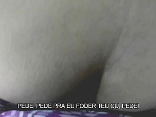 Horny slut wife strapon assfucks humiliated cuckold husband deep