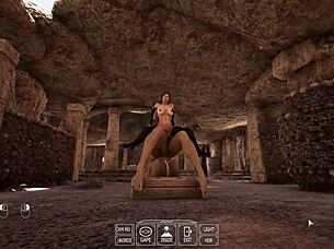 lara croft's tight pussy workouts with monster cock banging creampie!
