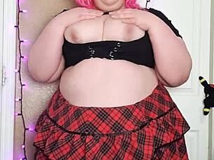 hairy bbw spreads plump pussy lips no panties needed