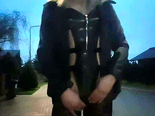 tranny's bound body exposed in outdoor public bdsm