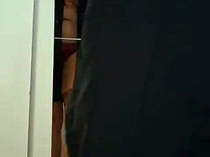 Sexy mature applies cream in sheer panties