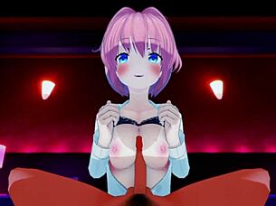 Sayori delivers thighjob and titty fuck bliss