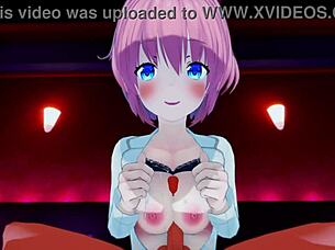 Sayori delivers thighjob and titty fuck bliss