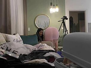 Petite Blonde Flashes Pussy Ass Online Try-On