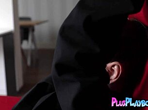 Pauline Pastel rips black lingerie exposing small tits!