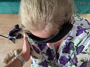 Blonde Milf Invites Student for Big Tits Blowjob Session