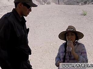 paisley parker gives sloppy blowjob in police uniform outdoors