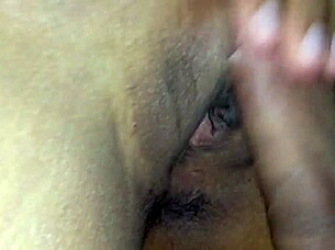 tight shaved pussy floods with creamy creampie explosion