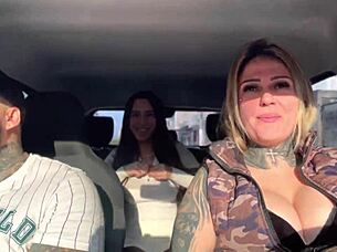 Silicone Teen's Wet Pussy Gets Pounded In Uber Car Ride