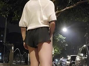 Shemale Ting Xuan Cums On Legs After Outdoor Butt Show 🌳💦