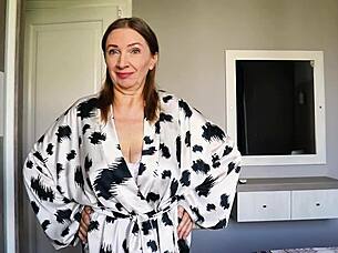 busty mature futanari shares lingerie passion lesson