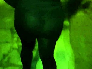 Curvy mature in see-through leggings flashes huge ass outdoors