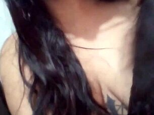 close up latina college babe licks shaved pussy with huge dildo toy