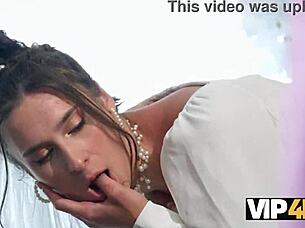 i was the bride in dress taking hard anal creampie while cuckold guests watched outdoors