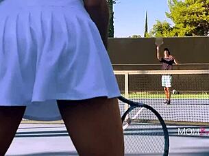 Tennis milf rides athletic cowgirl penis workout
