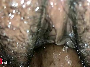 Close-up details of beautiful african pussy getting passionately pounded