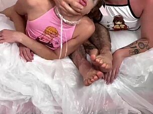 Foot Worship Sluts Face Brutal 3Some Destruction