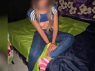 Innocent petite college babe roleplays sexy uniform fun in bed