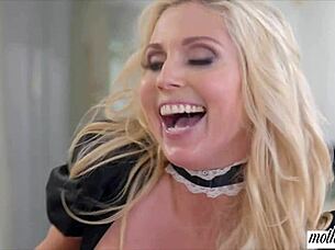 bisexual milf battles maid in steamy threesome pussy play