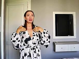 busty mature futanari shares lingerie passion lesson