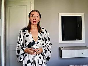 busty mature futanari shares lingerie passion lesson