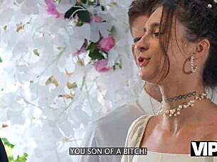 i was the bride in dress taking hard anal creampie while cuckold guests watched outdoors