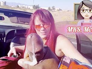 experienced teacher gives public outdoor blowjob