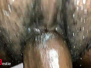 Close-up details of beautiful african pussy getting passionately pounded