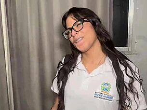 Stressed Brazilian Brunette Teen Unloads on Massive Cock