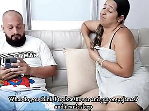 sexy woman wakes to mouth cum surprise