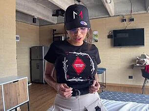 petite colombian milf’s rough casting blowjob and cowgirl ride