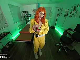 Redhead April O'Neil Deepthroats Leo's Monster Cock in TMNT Ride