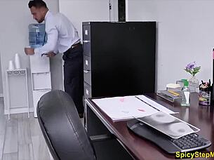 New boss nymph milf turns office first day into sex frenzy