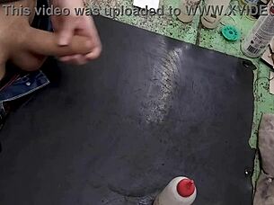 i sneak masturbate on workbench at work skinny big cock tease