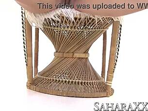 sahara knite fingers unshaved pussy in lingerie solo tease