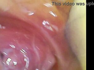 pussy contracts in real orgasm as sperm mixes with juice inside