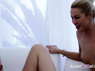 busty older roommate seduces sexy blonde teen for wet dorm fuck