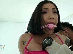 Pornstar Eva Perez's wild 4-guy anal DAP frenzy