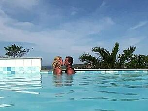 sexy spanish babe takes hardcore anal poolside in ibiza