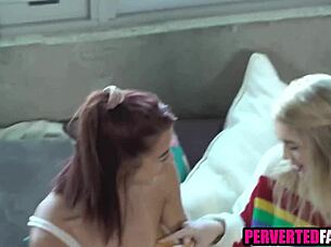 spying on hot brunette lesbian fingering session