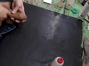 i sneak masturbate on workbench at work skinny big cock tease