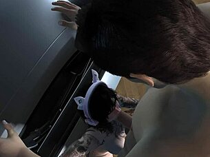 Hot e-girl slammed hard against car door begs for more pounding?