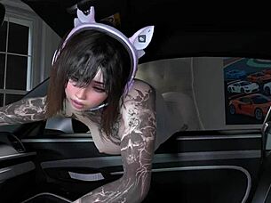 Hot e-girl slammed hard against car door begs for more pounding?