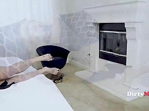 Blonde wife cheats sucking horny boss cock roughly!