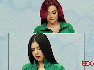 in sexmex squid game parody elizabeth marquez dives into the erotic cookie challenge with big tits and ass